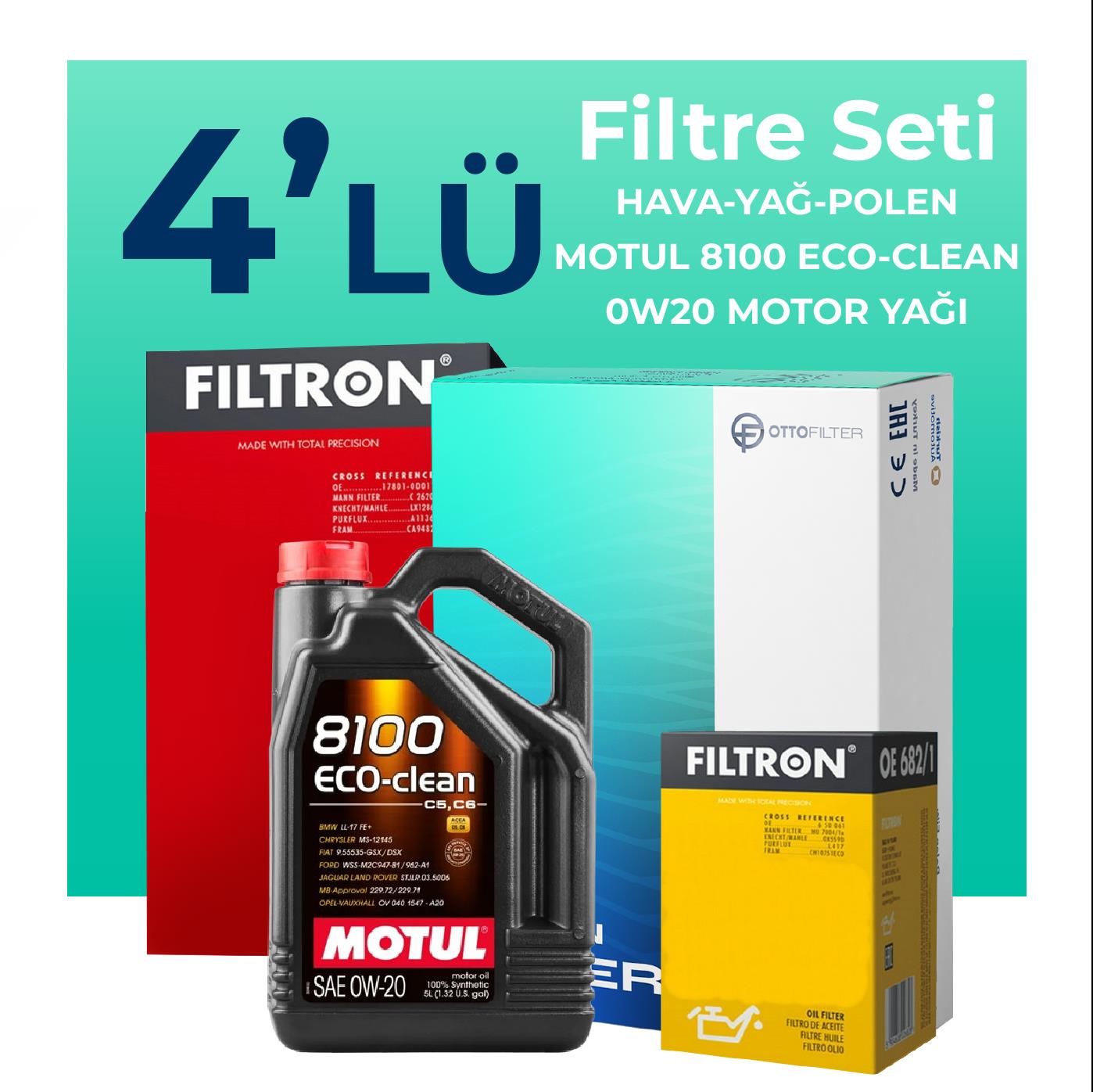 Filtron Volkswagen Tayron 1.5 TSi Filtre Bakım Seti Motul Motor Yağlı (2025-2026) 4 Lü