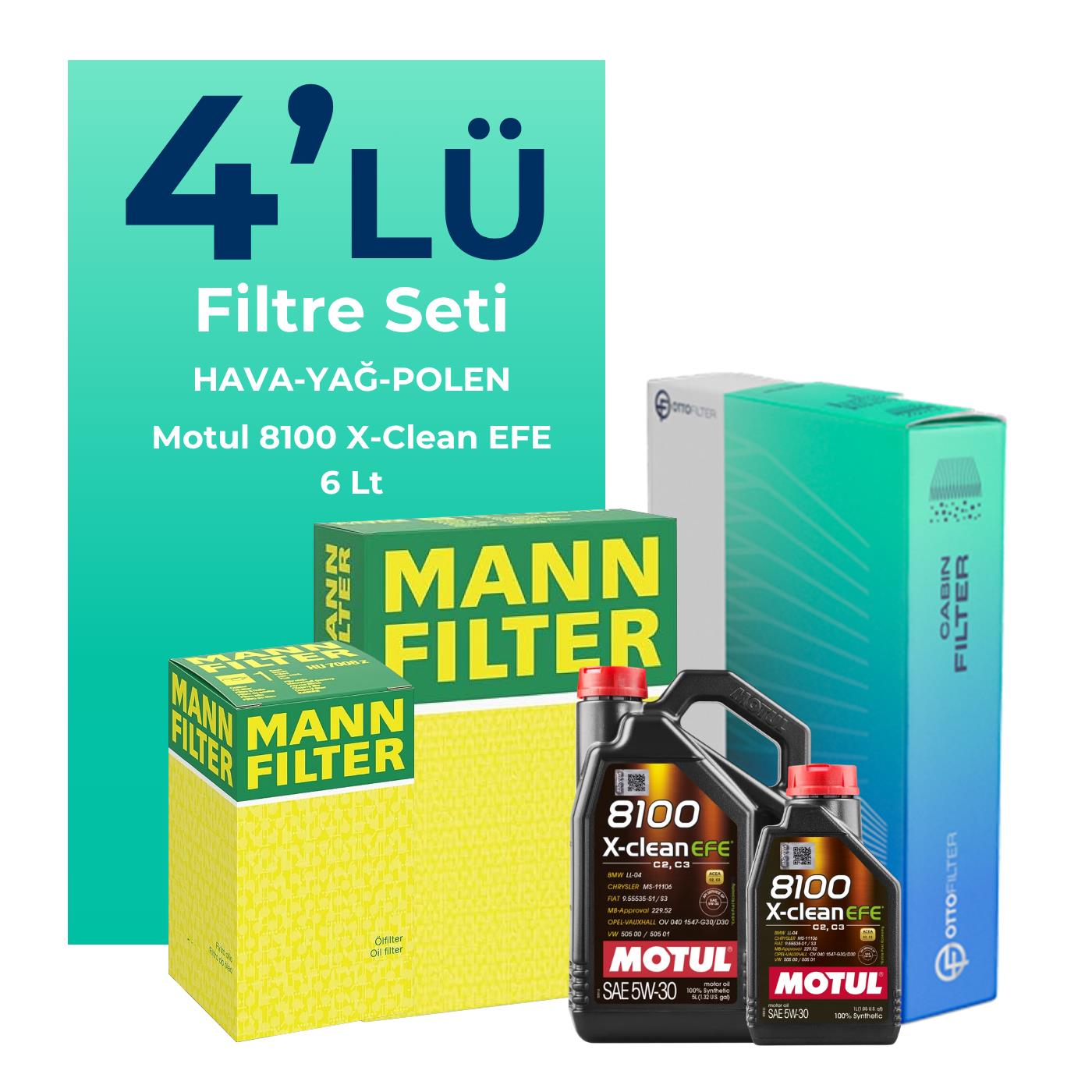 Mann Filter Toyota Rav 4 2.0 Dizel Filtre Bakım Seti Motul Motor Yağlı (2012-2015) 4 Lü